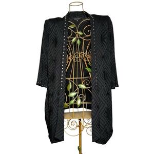 Ming Wang Black Studded Designer Open Cardigan - Women’s Size Medium